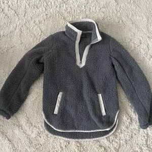 Abercrombie & Fitch Gray Sherpa Quarter-Zip Pullover Med